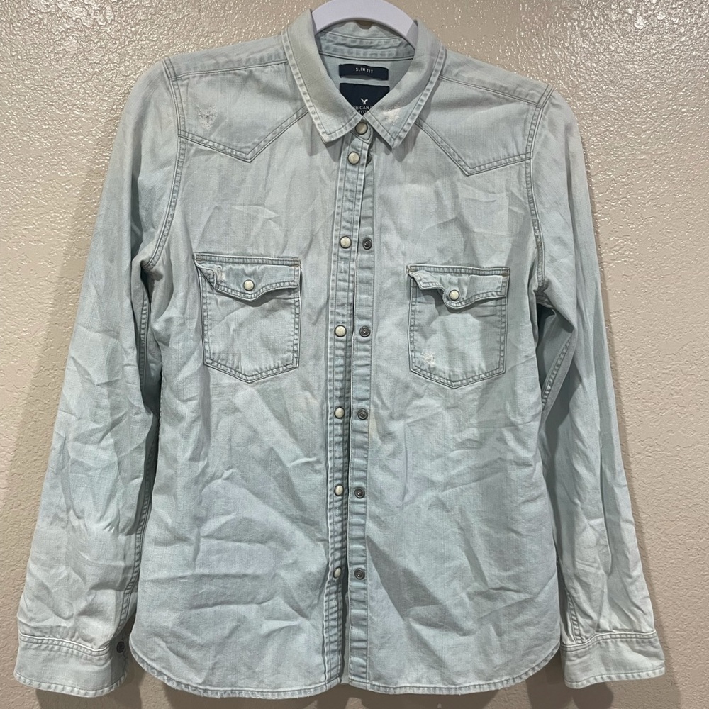 American eagle slim fit jean button up